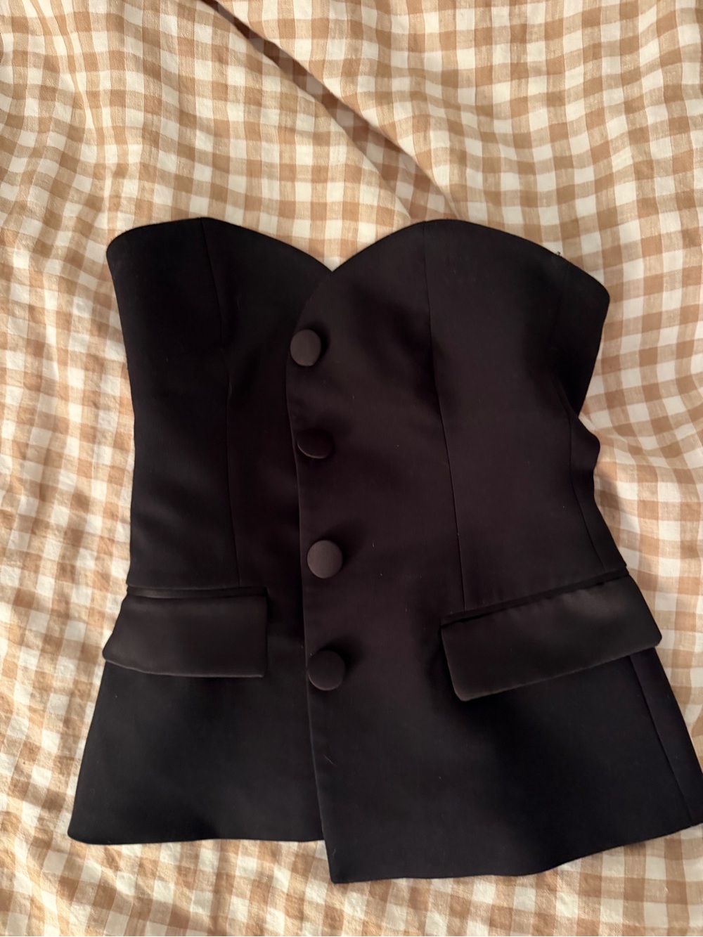 Zara Strapless Black Peplum Top